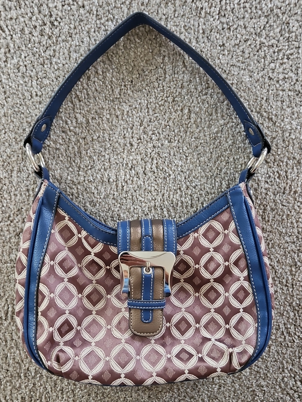 Worthington Monogram Leather Strap Shoulder Purse